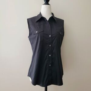 Theory Bergdorf Goodman Collared Sleeveless Vest Blouse